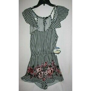 BeBop Juniors' Flutter Cold Shoulder Sleeve Romper Jumpsuit Size Medium